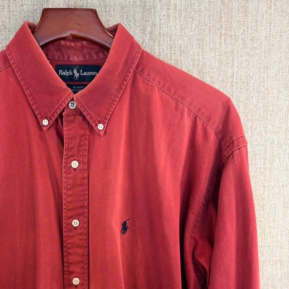 Polo Ralph Lauren Blake Shirt Men XL Faded Burgandy Thrashed Destroyed Grunge